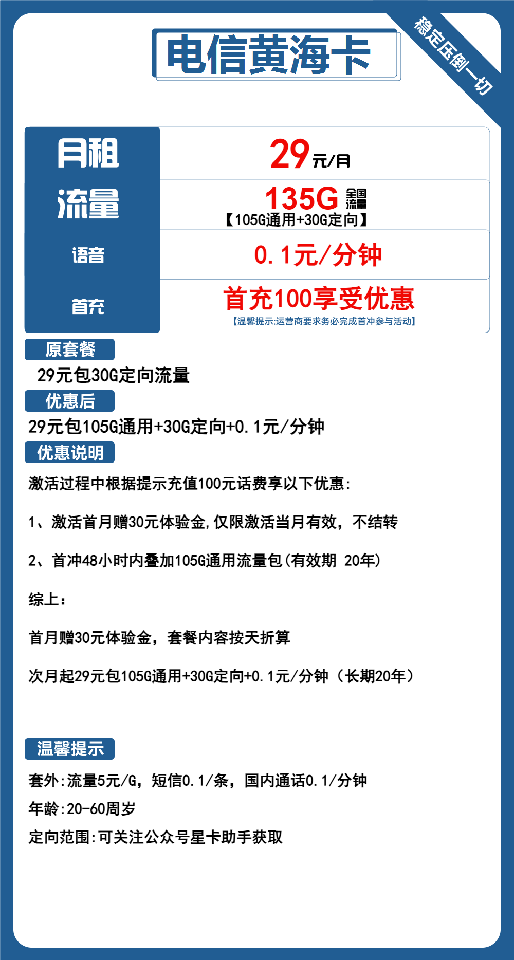 山东电信，20年长期大流量套餐，29元135G套餐，